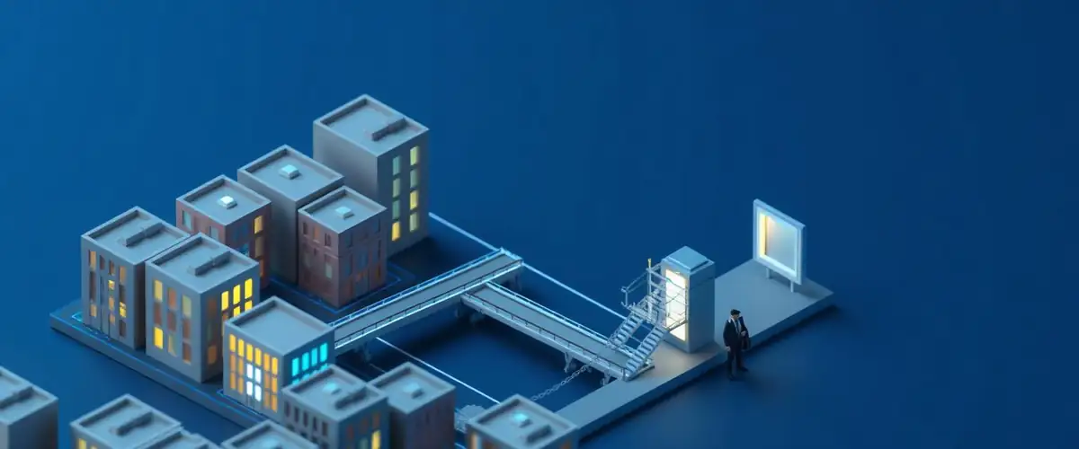 Мини-город с мостами к центральной башне и человечек с картой — официальные адреса модели